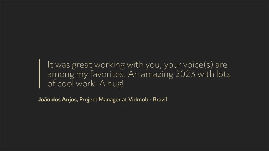 Project Manager da Vidmob sobre nossas locuções comerciais para o Itaú