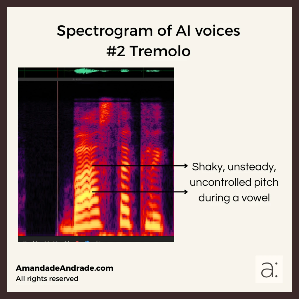 Tremolo indesejado em uma vogal de uma voz sintética - Narração de inteligência artificial