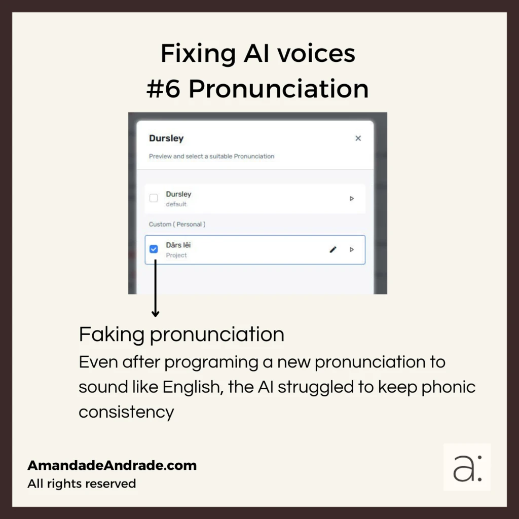 Corrigindo a pronúncia de uma fala sintética - Voz de inteligência artificial